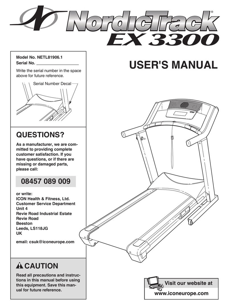 NordicTrack Ex 3300 Treadmill User manual