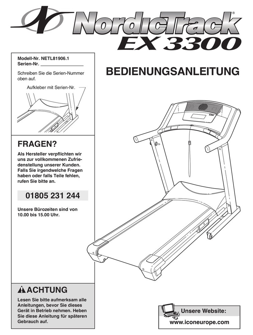 NordicTrack Ex 3300 Treadmill Quick start guide
