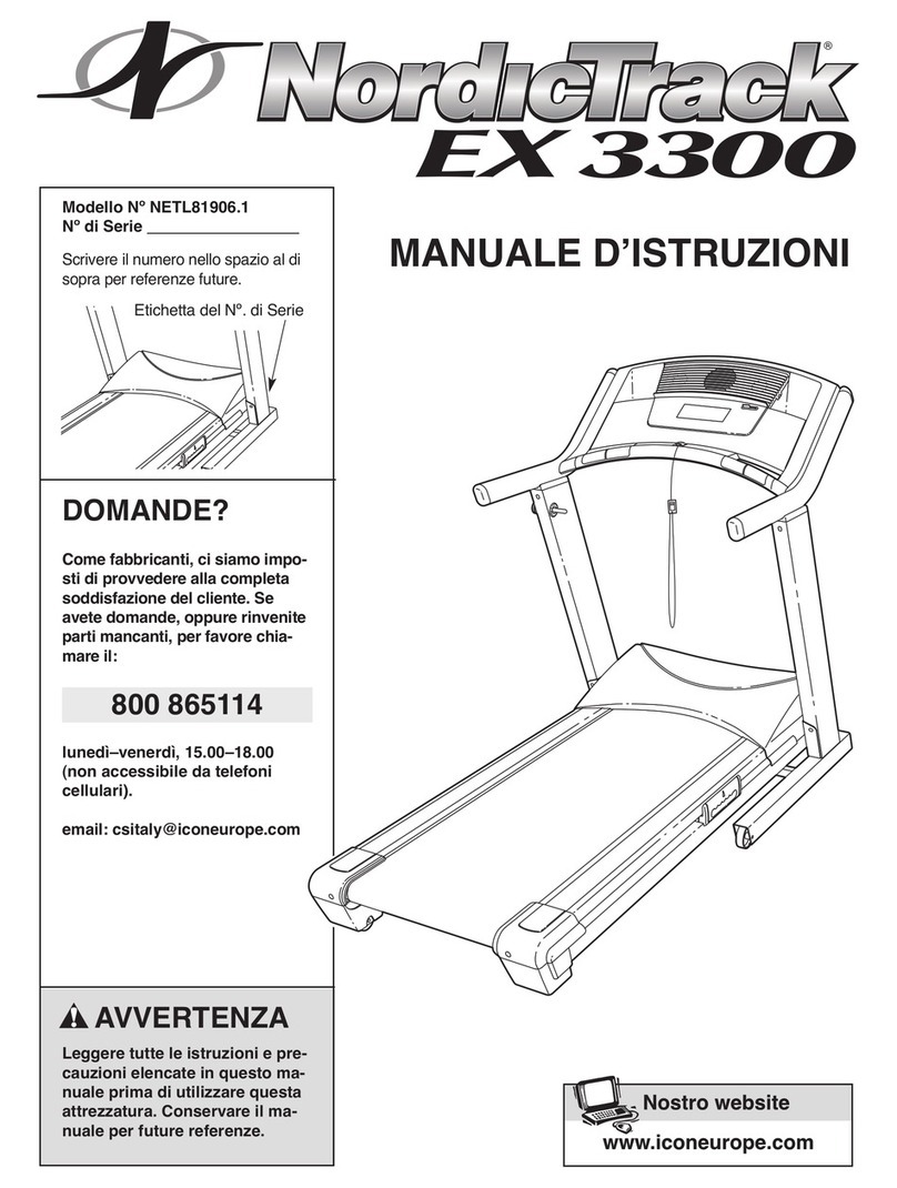 NordicTrack Ex 3300 Treadmill Manuale d'istruzioni