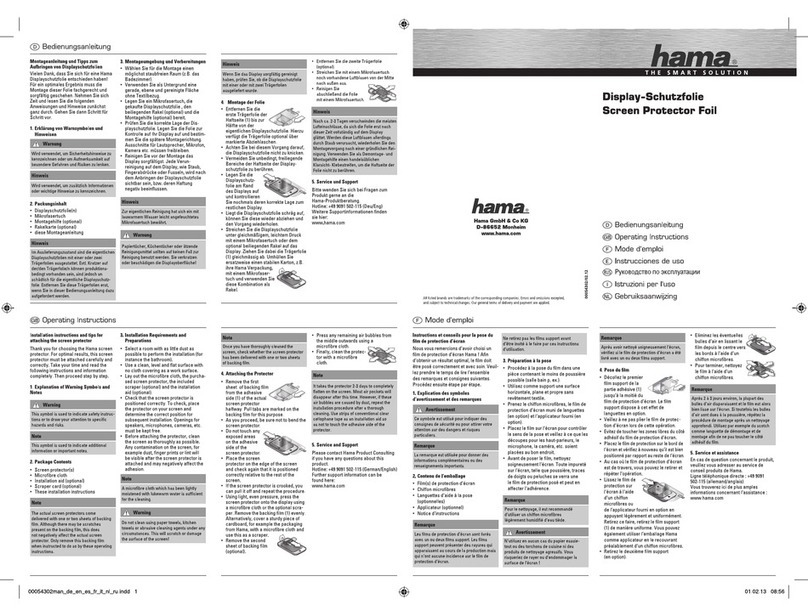 Hama Screen Protector Foil User manual