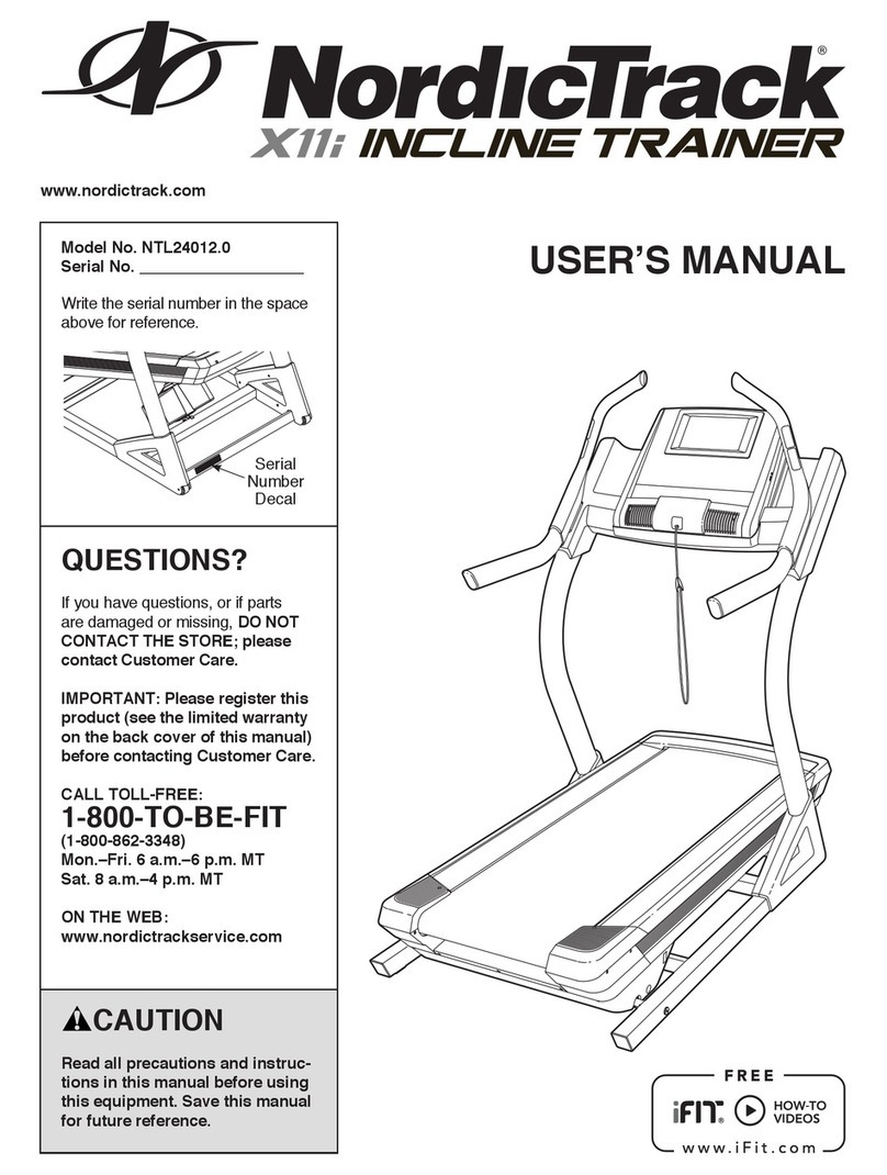 NordicTrack Incline Trainer X11 User manual