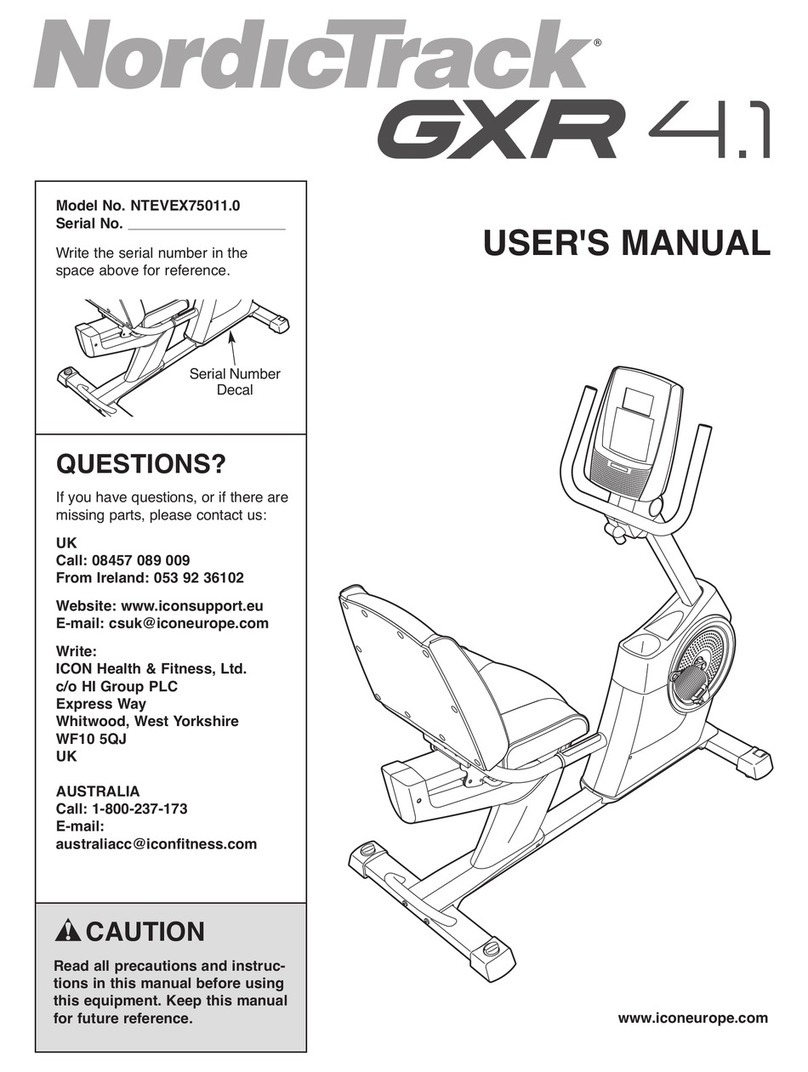 NordicTrack Gxr4.1 Bike User manual