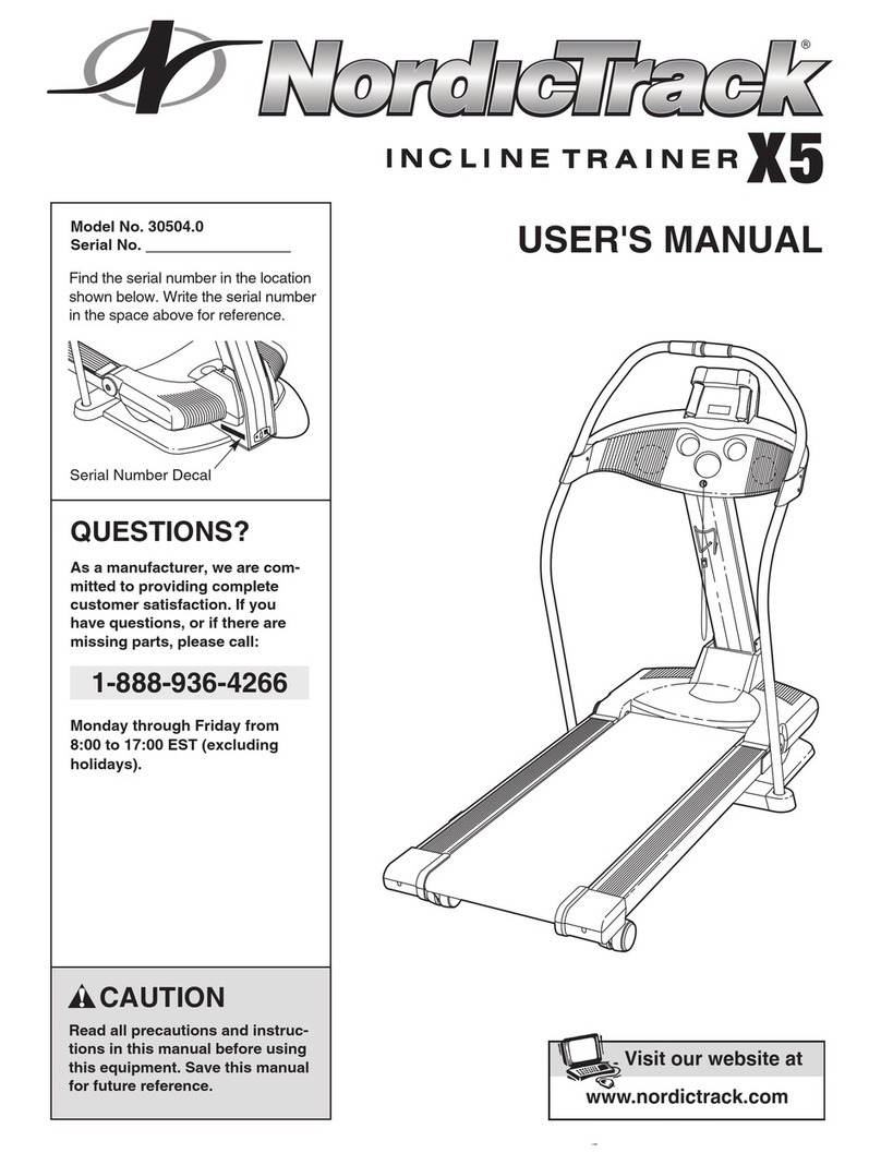 NordicTrack Incline Trainer X 5 Treadmill User manual
