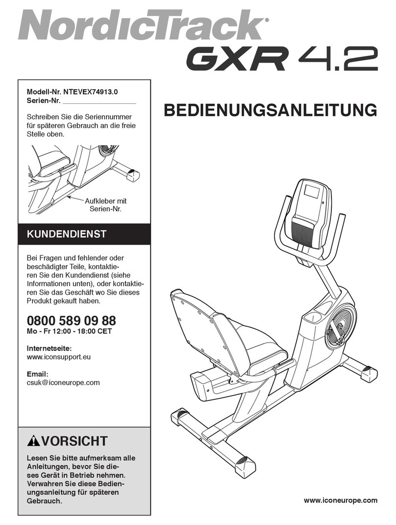 NordicTrack Gxr 4.2 Bike Quick start guide