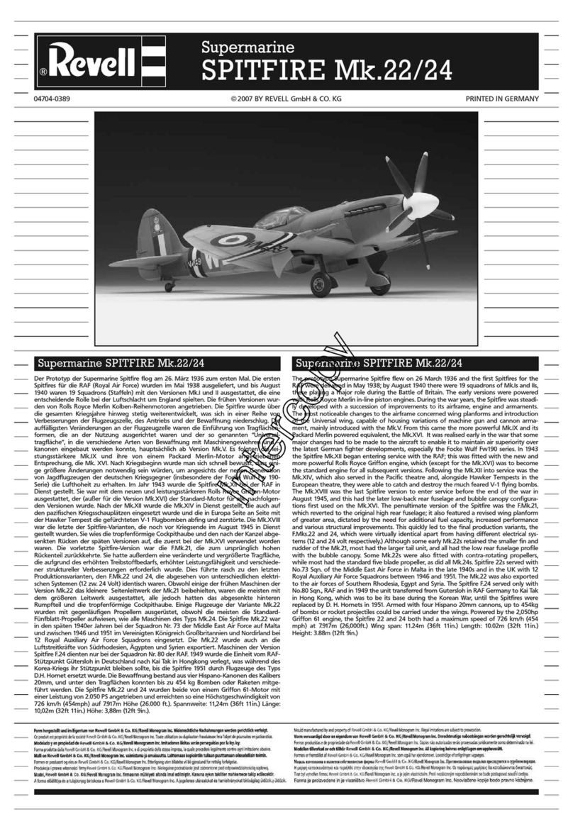 REVELL Supermarine Spitfire Mk.22/24 User manual