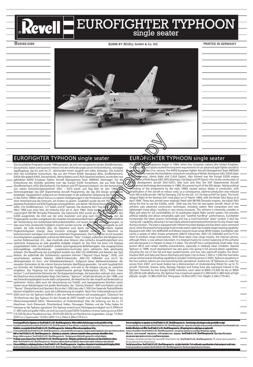 REVELL Eurofighter Typhoon Single Seater User manual