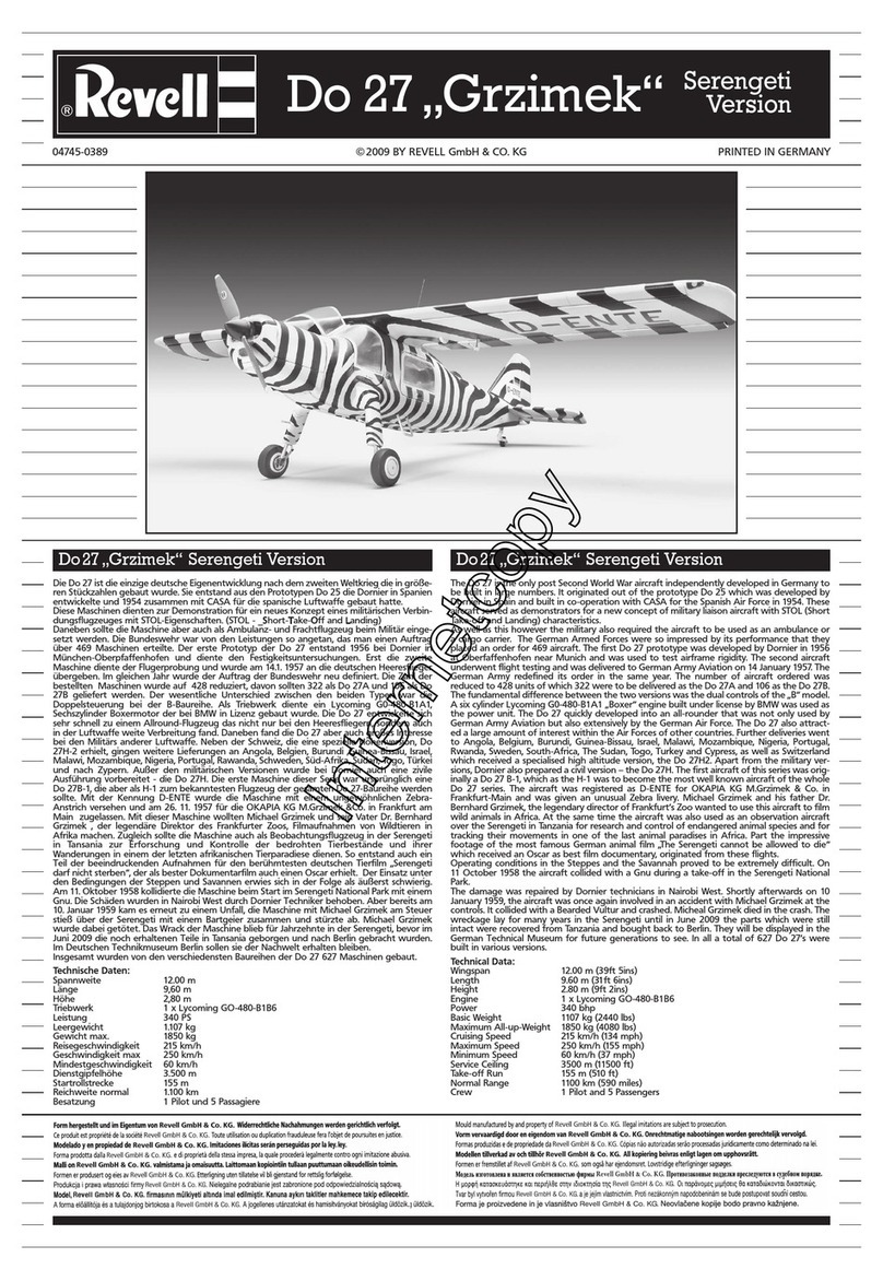 REVELL Do 27 "Grzimek" Serengeti Version User manual