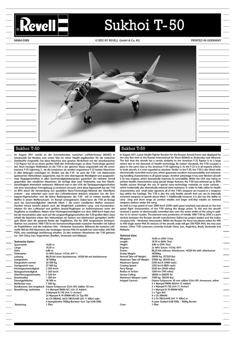 REVELL Sukhoi T-50 Assembly manual REVELL Sukhoi T-50 Assembly manual