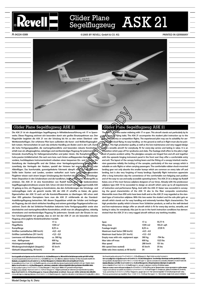 REVELL Glider Plane Segelflugzeug ASK 21 User manual