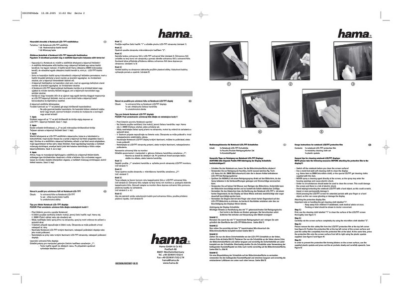 Hama Notebook LCD/TFT protective film Parts list manual