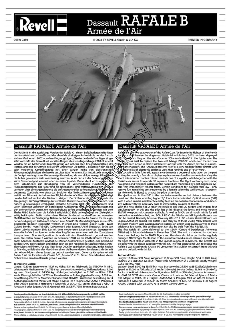REVELL Dassault Rafale B Armee del l'Air User manual