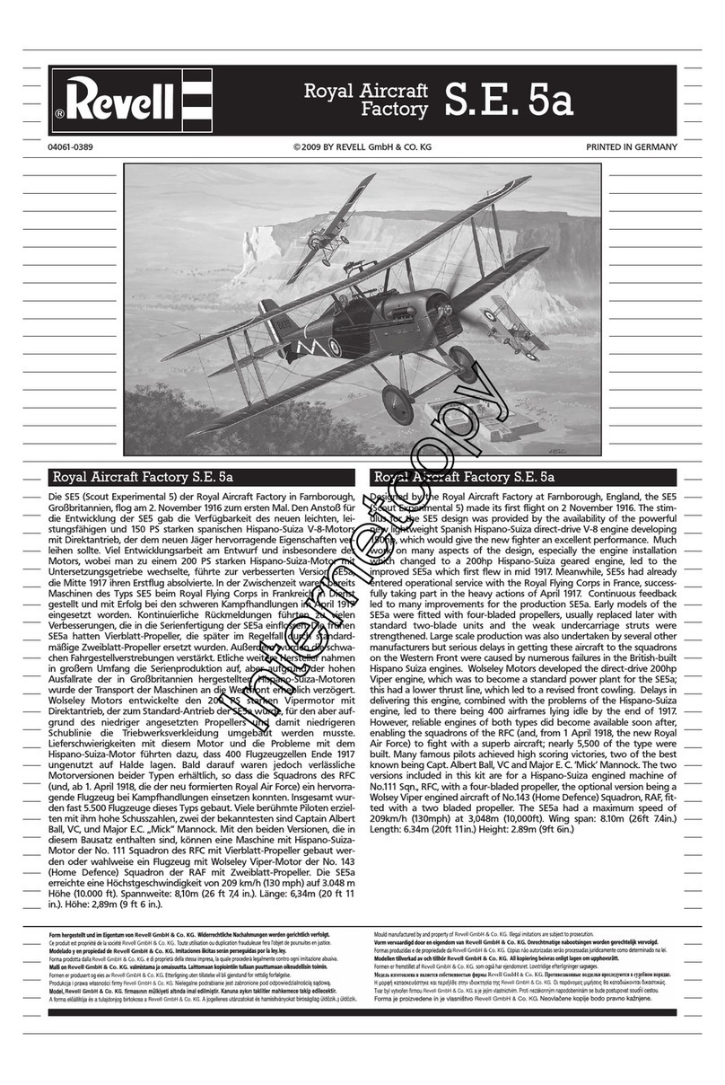 REVELL Royal Aircraft Factory S.E. 5A User manual