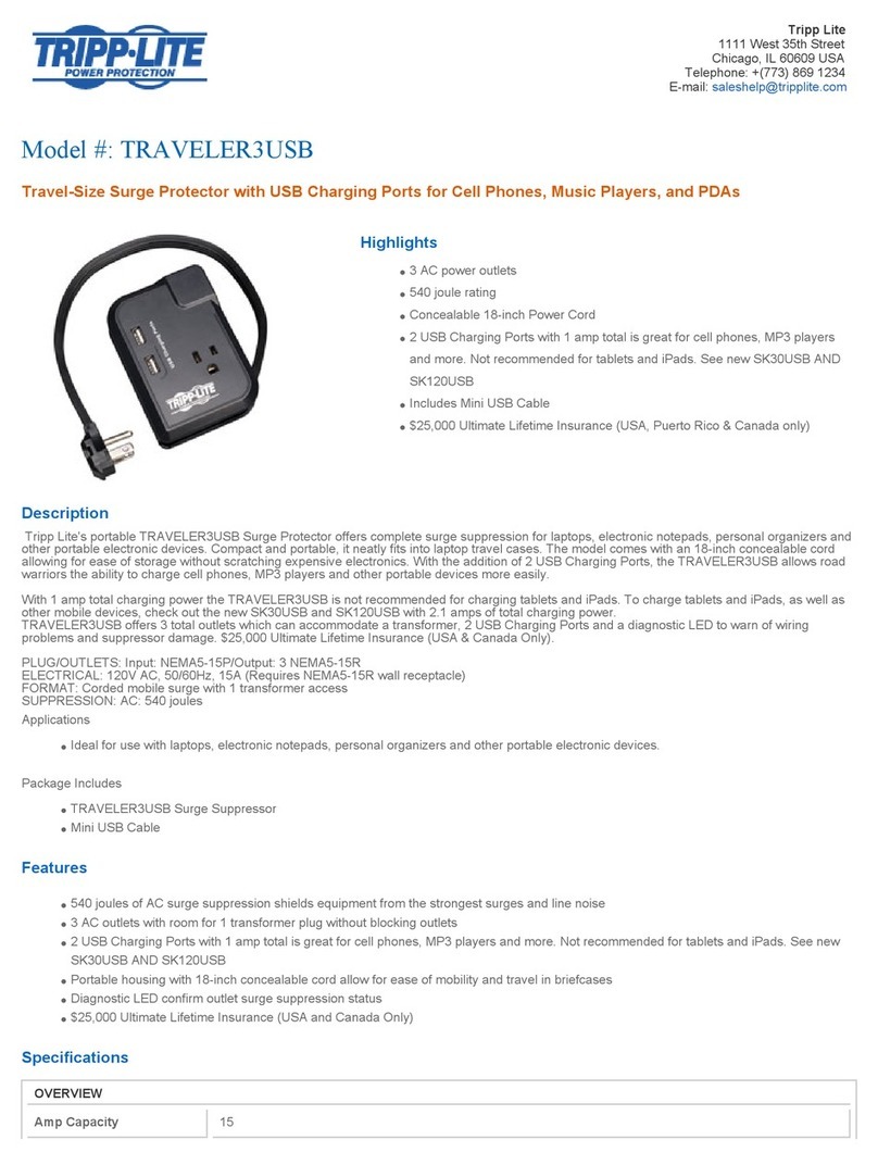 Tripp Lite TRAVELER3USB User manual Tripp Lite TRAVELER3USB User manual