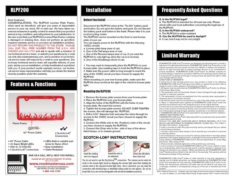 Roadmaster RLPF200 user manual