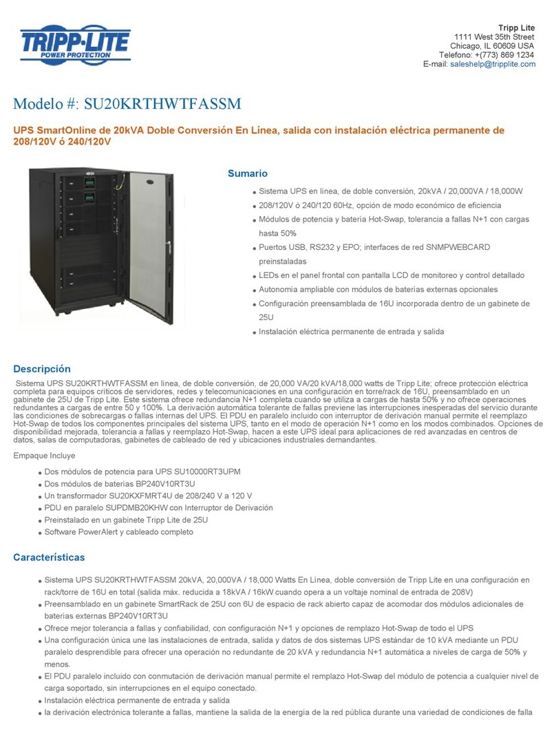 Tripp Lite SU20KRTHWTFASSM User manual