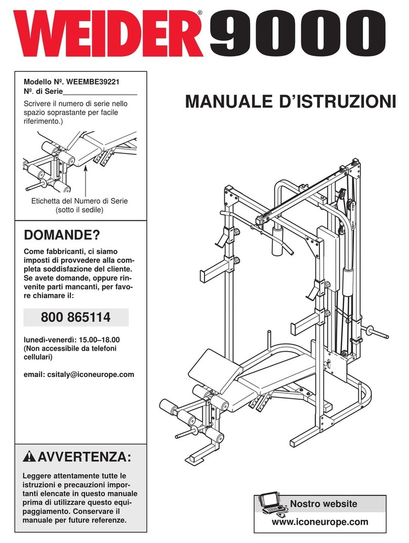 Weider 9000 Bench Manuale d'istruzioni