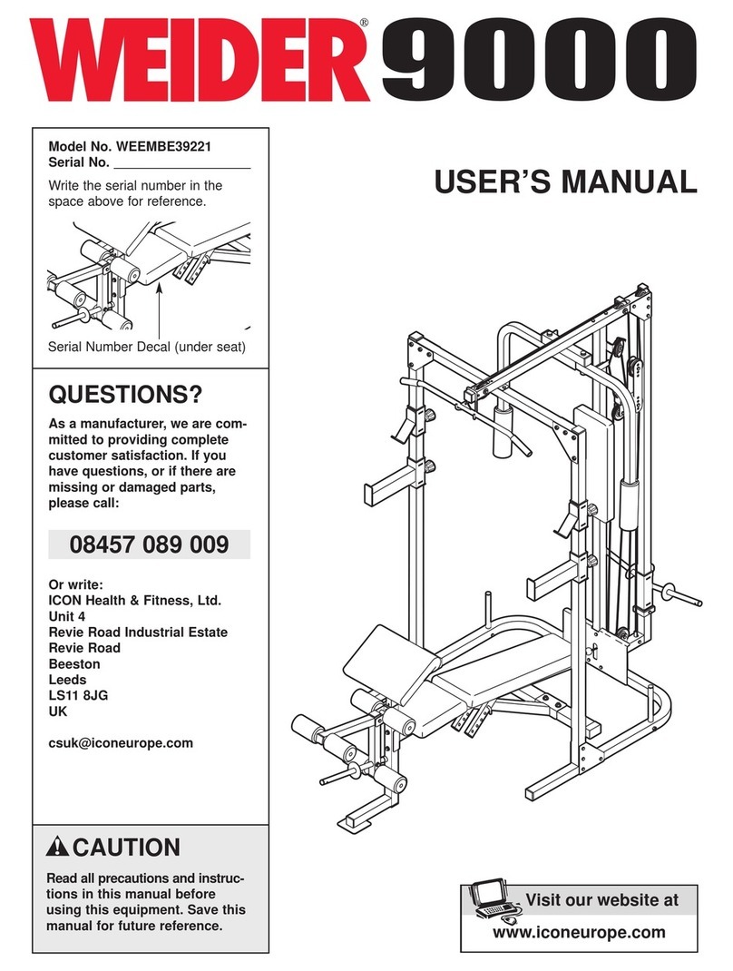 Weider 9000 Bench User manual