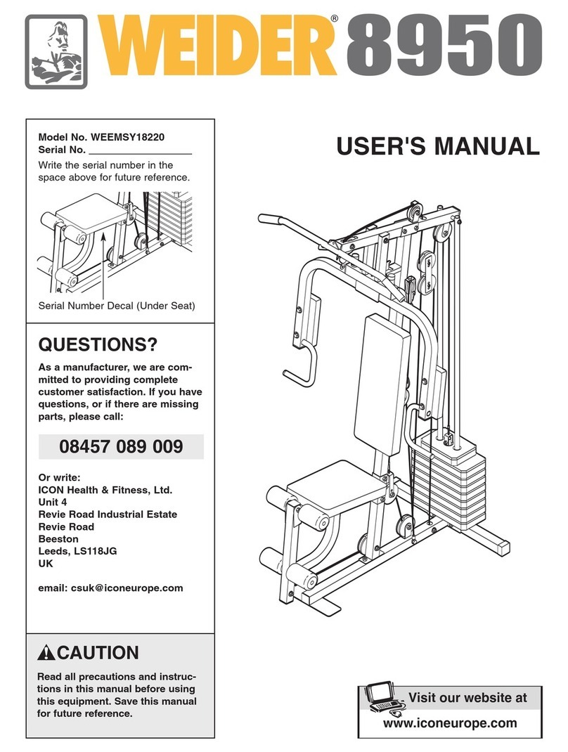 Weider 8950 user manual