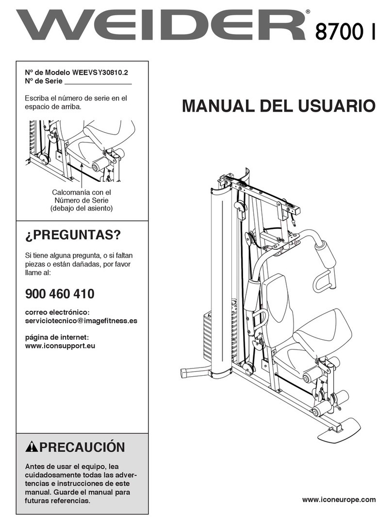 Weider 8700 I User guide