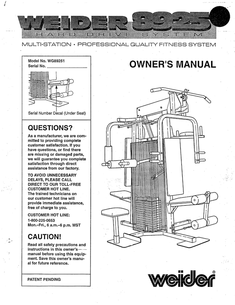 Weider 8925hard Drive Sys User manual
