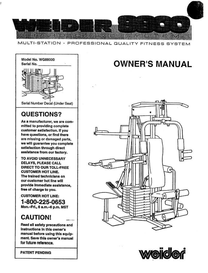 Weider 8800hard Drive Sys User manual