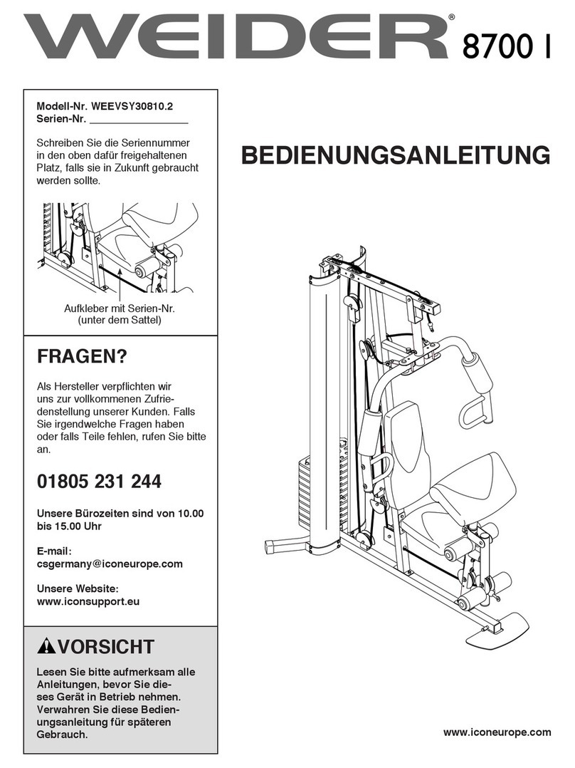 Weider 8700 I Bedienungsanleitung