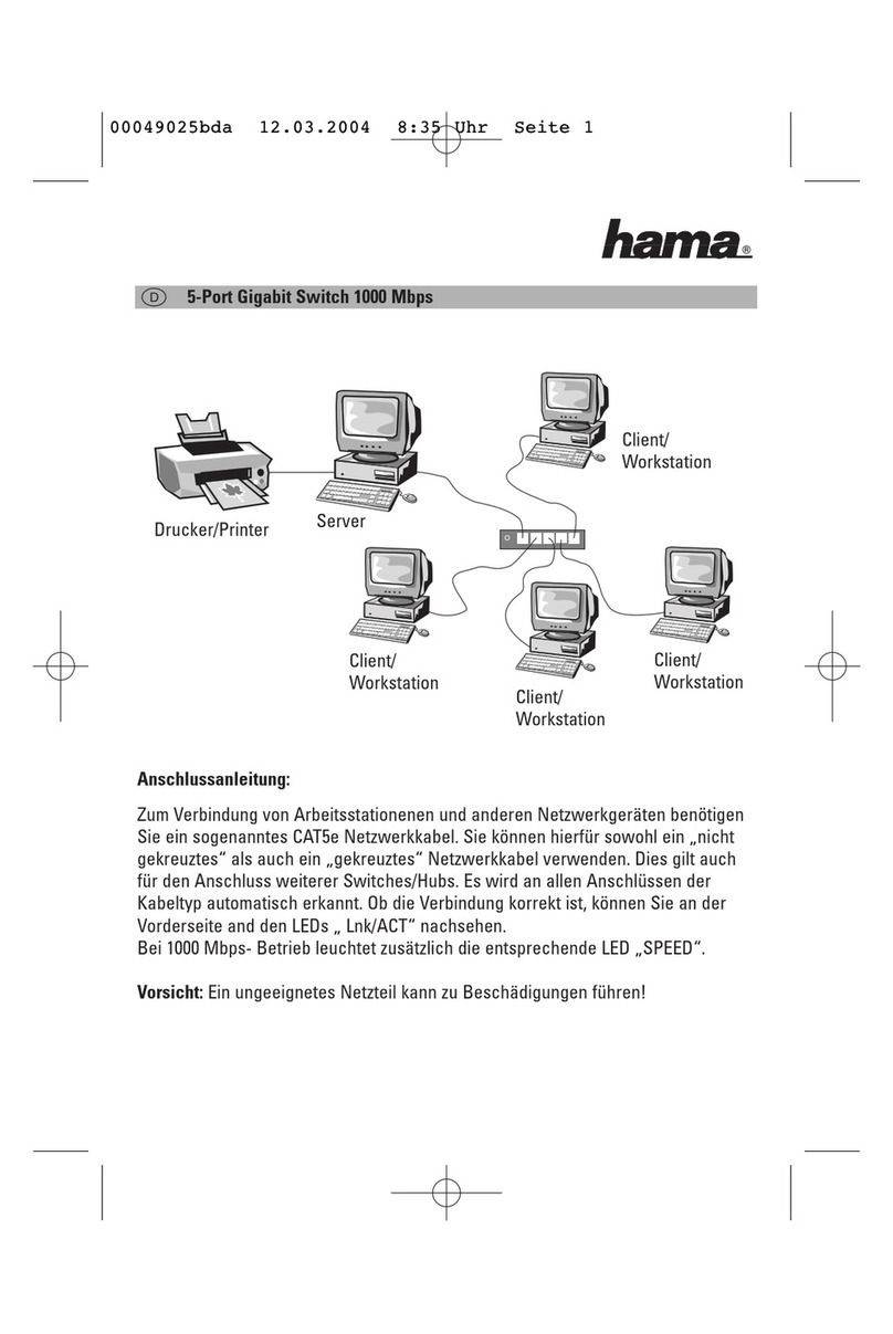 Hama 5-Port Gigabit Switch 1000 Mbps User manual Hama 5-Port Gigabit Switch 1000 Mbps User manual