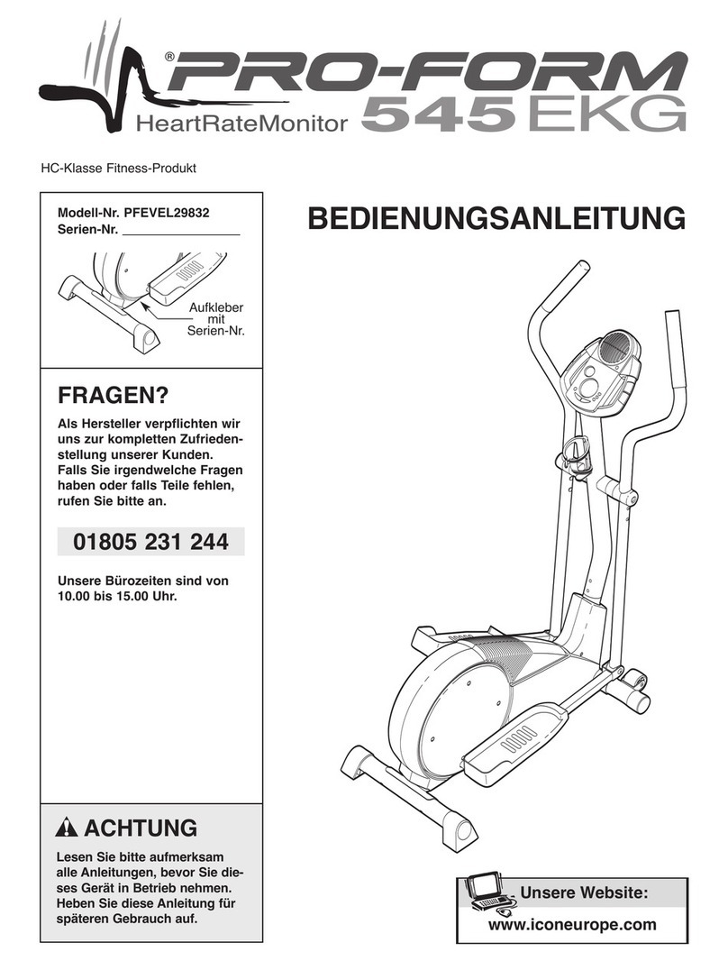 Pro-Form 545 Ekg Elliptical Quick start guide Pro-Form 545 Ekg Elliptical Quick start guide