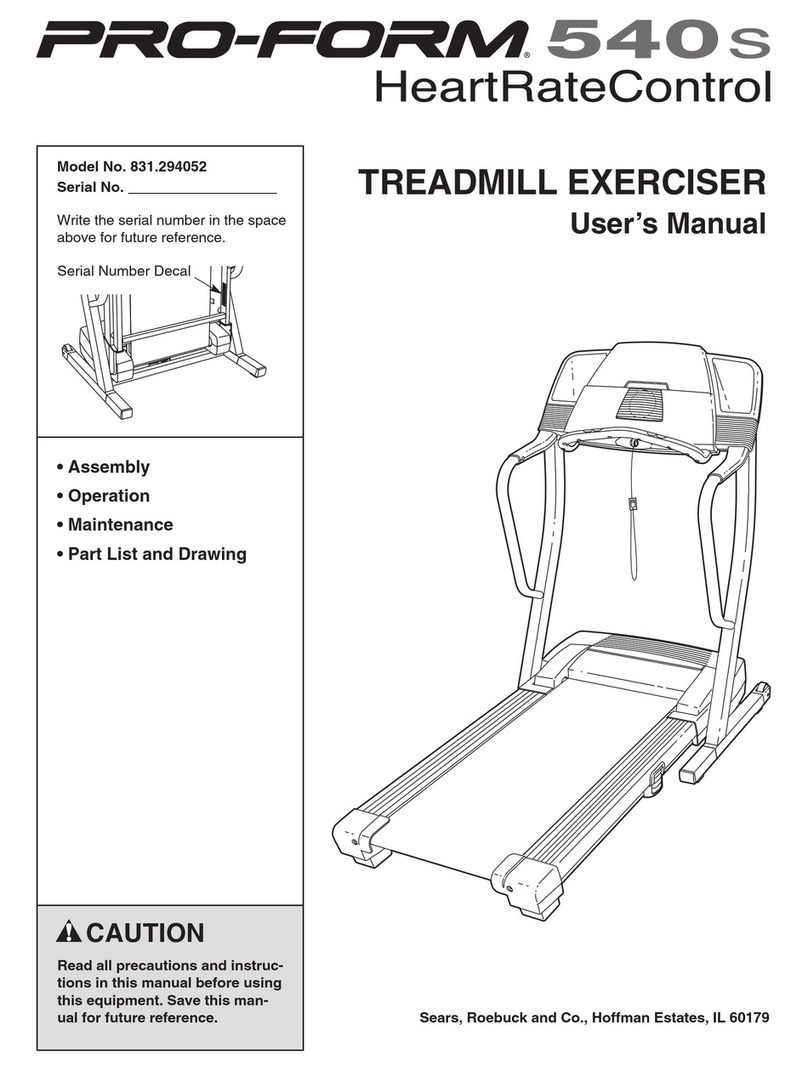 Pro-Form 540 S Treadmill User manual