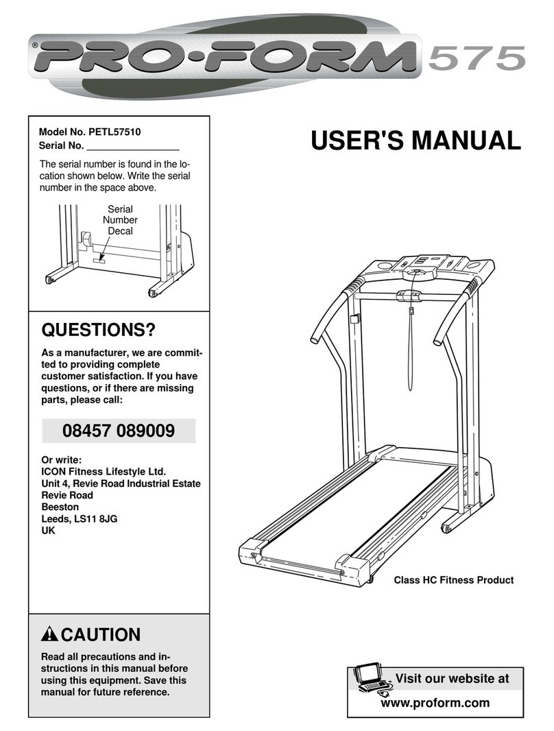 Pro-Form 575 Crosstrainer Treadmill User manual