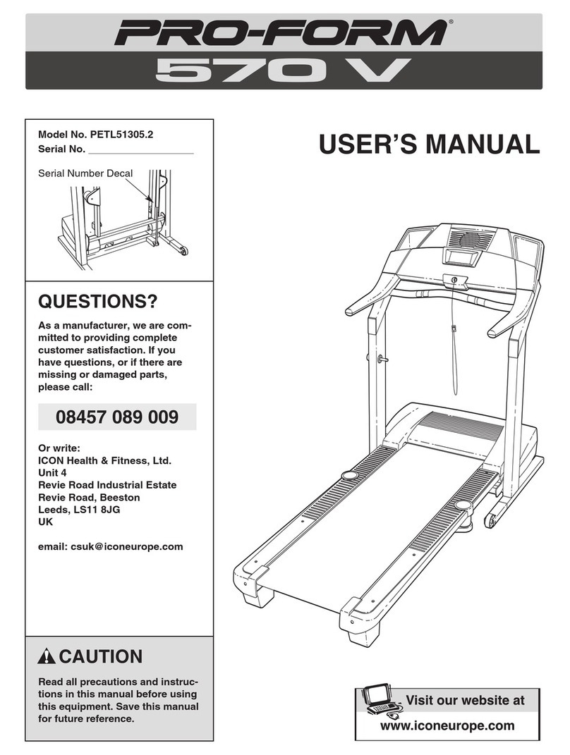 Pro-Form 570 V Treadmill User manual