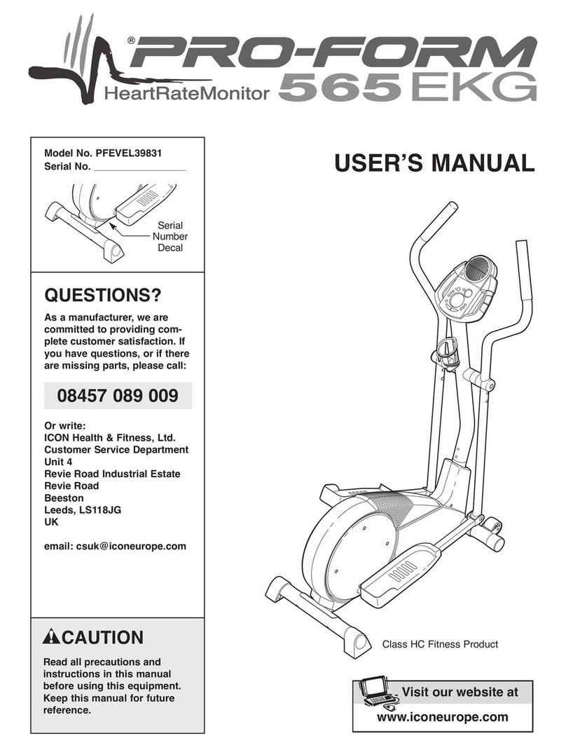Pro-Form 565 Ekg Elliptical User manual