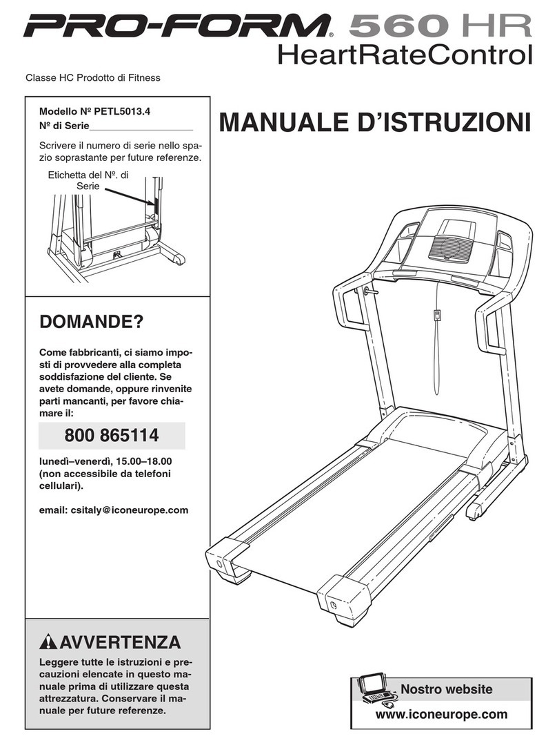 Pro-Form 560hr Treadmill Operating and maintenance manual Pro-Form 560hr Treadmill Operating and maintenance manual