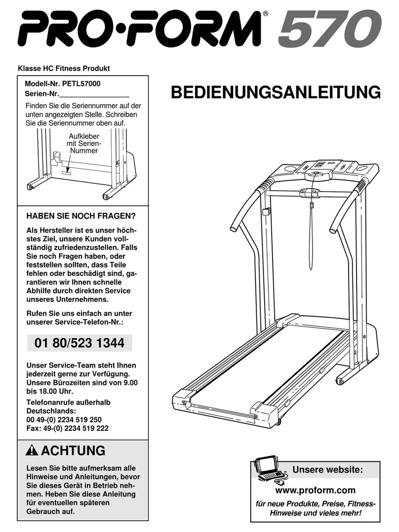 Pro-Form 570 Quick start guide