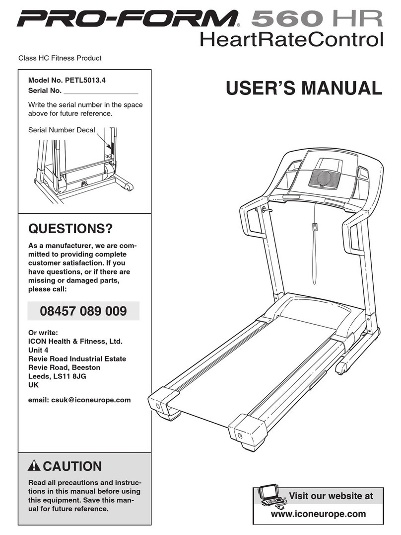 Pro-Form 560hr Treadmill User manual
