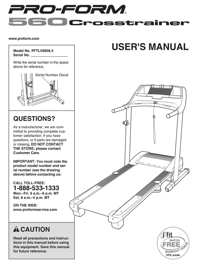 Pro-Form 560 Cross Trainer Treadmill User manual Pro-Form 560 Cross Trainer Treadmill User manual