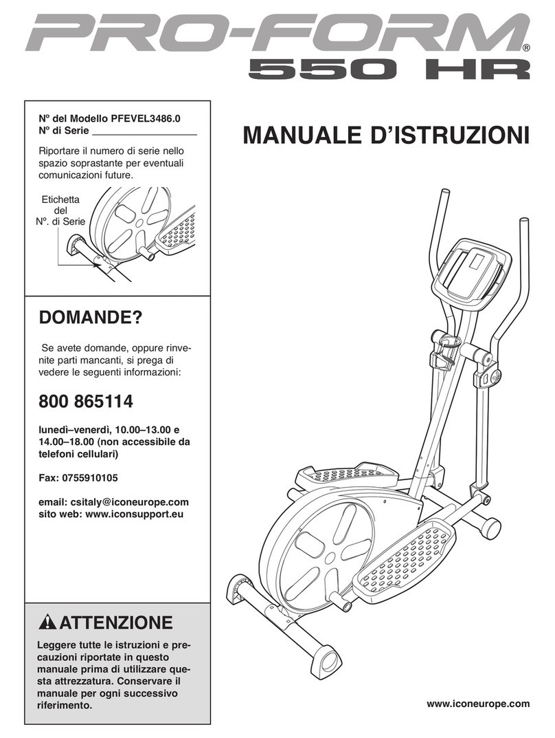 Pro-Form 550 Hr Elliptical Operating and maintenance manual