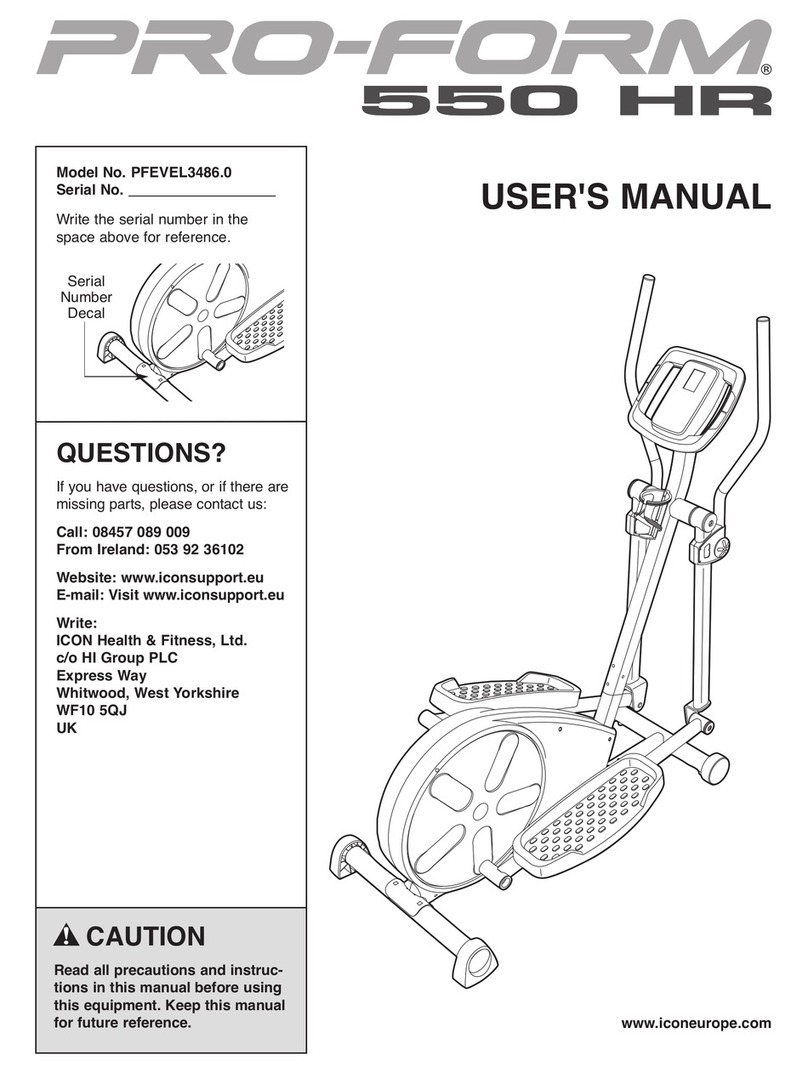 Pro-Form 550 Hr Elliptical User manual Pro-Form 550 Hr Elliptical User manual