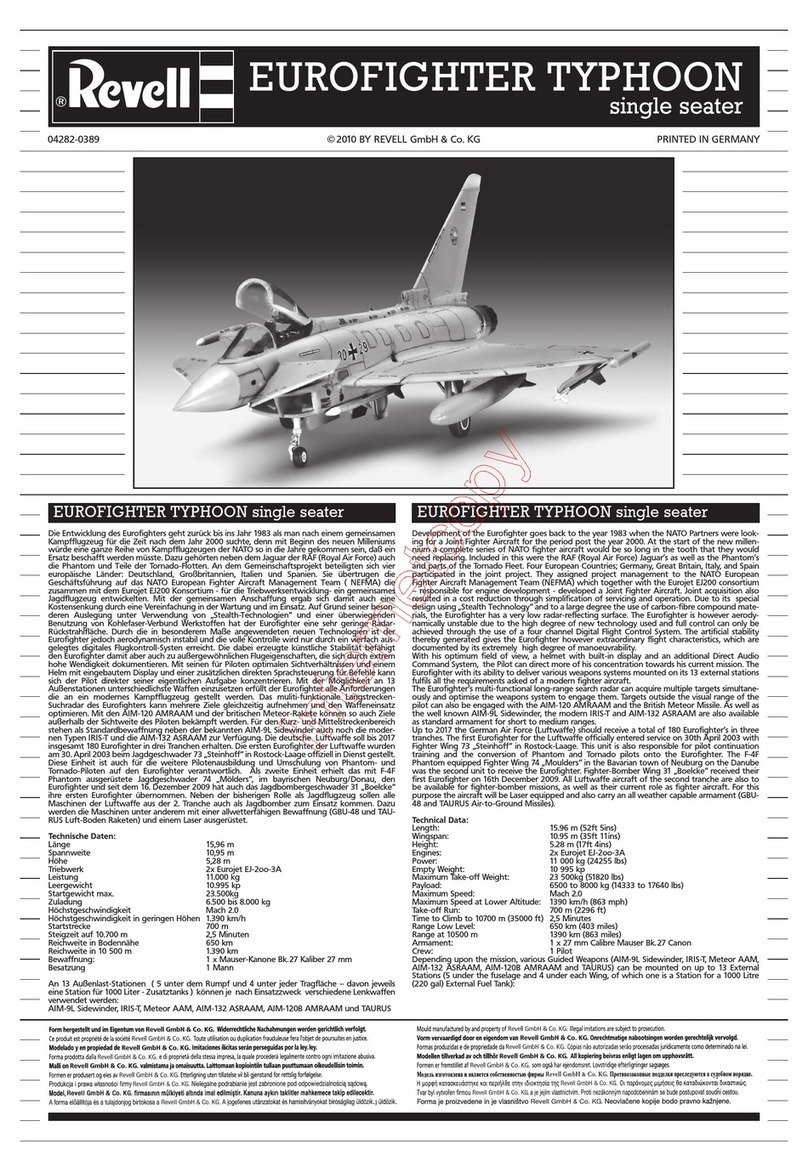 REVELL Eurofighter Typhoon (Single Seater) Assembly instructions