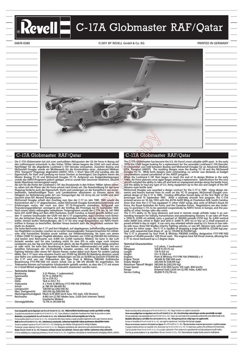 REVELL C-17A Globmaster RAF/Qatar Assembly instructions