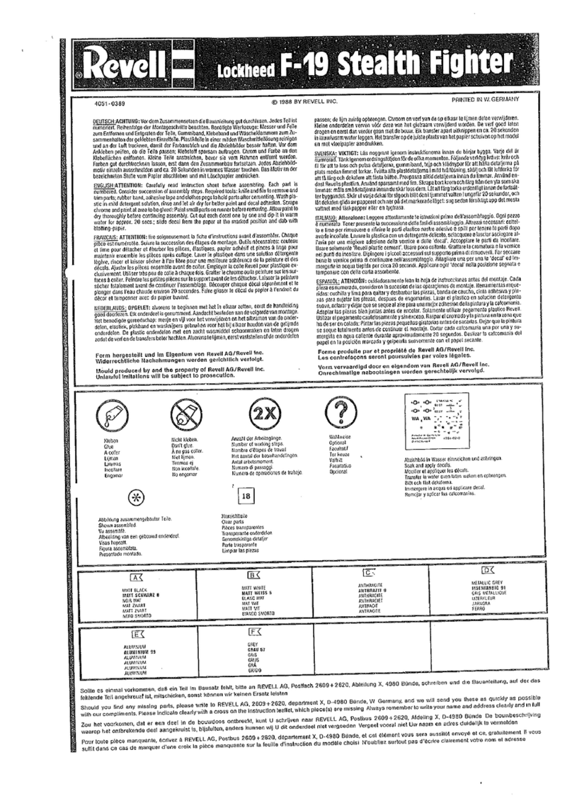 REVELL Lockheed F19 Stealth Fighter User manual
