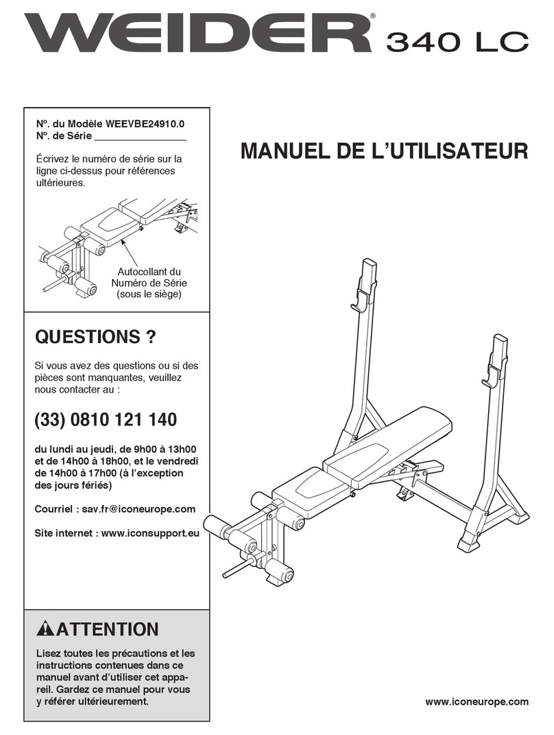 Weider 340 Lc Bench User manual