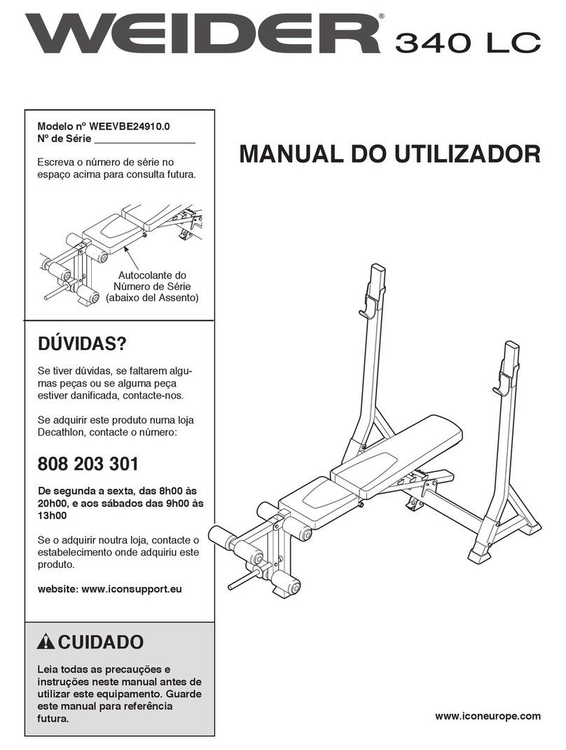 Weider 340 Lc Bench Setup guide