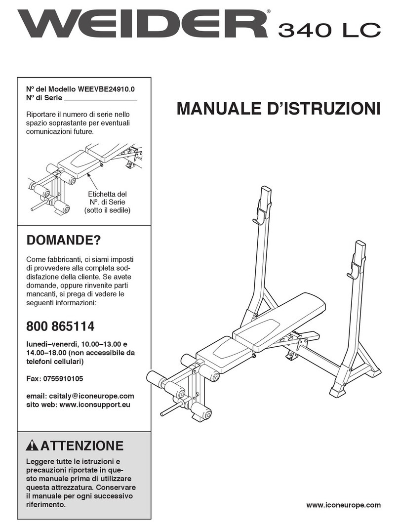 Weider 340 Lc Bench Operating and maintenance manual