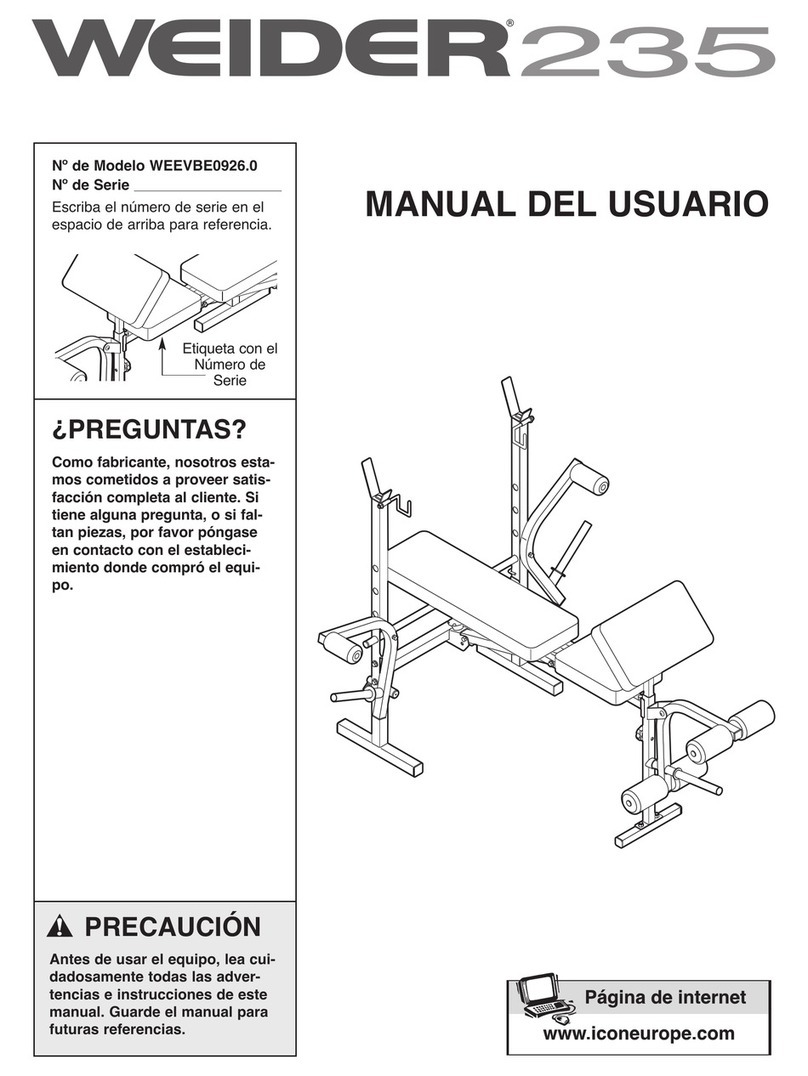 Weider 325 Bench Manual Del Usuario