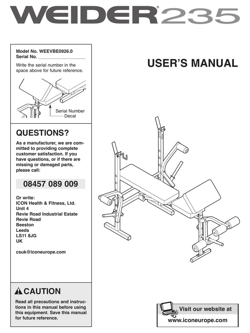 Weider 325 Bench User manual