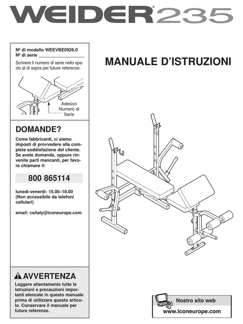 Weider 325 Bench Operating and maintenance manual