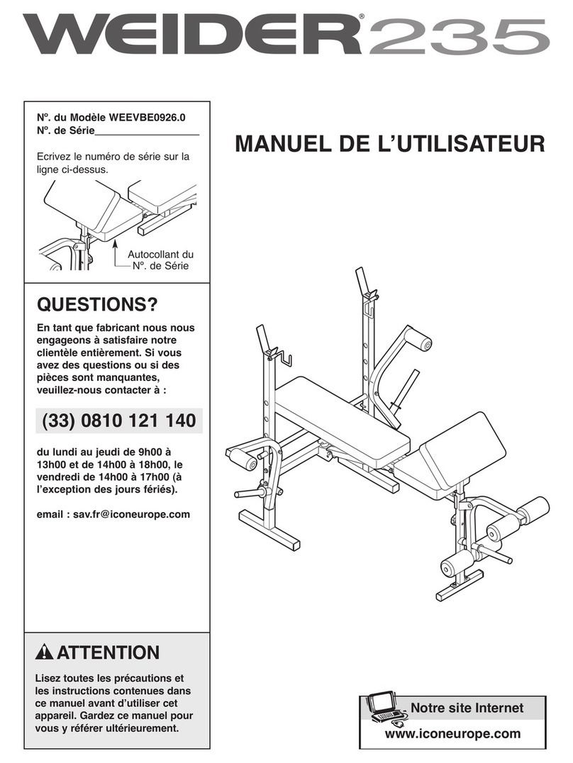 Weider 325 Bench Manuel de l'utilisateur