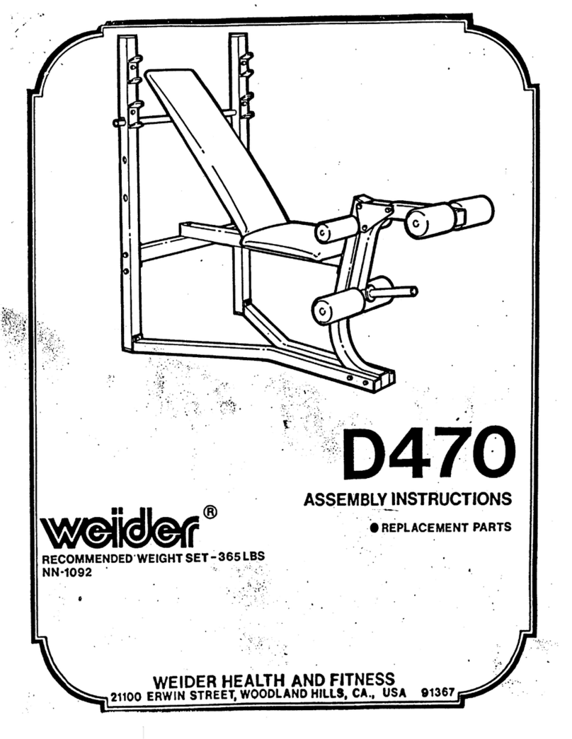 Weider 2uprtw/leg Curlcobra Bench User manual