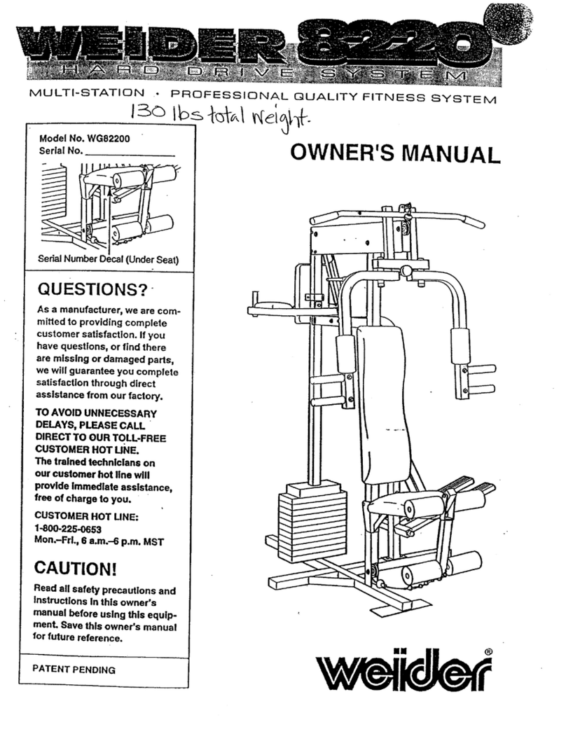Weider 8220hard Drive Sys User manual